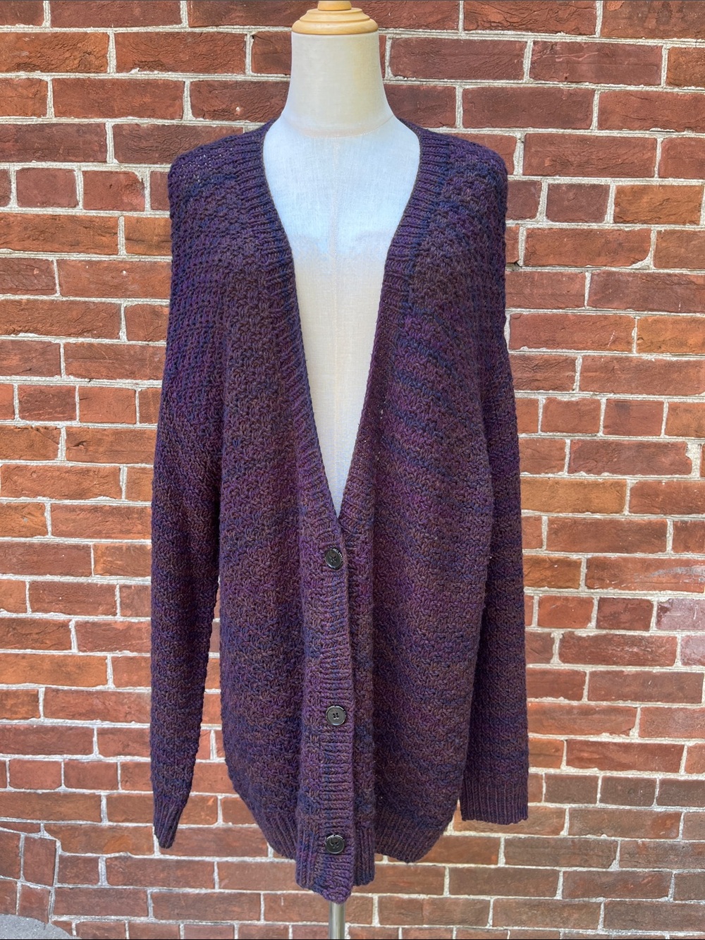 Derek Lam Purple Marled Knit Oversized Cardigan